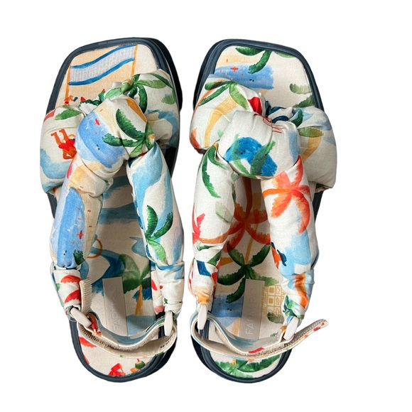 Copacabana Scarf Print Puffy Platform Sandal FARM RIO Size 8 and 9 New - Picture 11 of 15